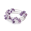 Natural Amethyst Chip & Glass & Brass Tube Beaded Bangles for Women BJEW-JB11265-01-2