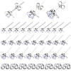 SOFPLATE 60Pcs 3 Size Clear Cubic Zirconia Stud Earring Findings STER-SP0001-01-1