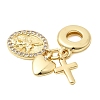 Brass Micro Pave Clear Cubic Zirconia European Dangle Charms X-KK-Z150-10G-2