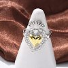 Brass Micro Pave Cubic Zirconia Open Cuff Ring for Women RJEW-F177-02GP-01-4