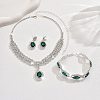 Oval & Horse Eye Brass Rhinestone Necklaces & Bracelets & Earring Sets FS-WG182CE-02-2
