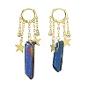 Dyed Natural Quartz Crystal Bullet Dangle Hoop Earrings EJEW-TA00292-01-1