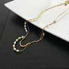 304 Stainless Steel Boston Link Chains Double Layer Necklaces LS-BJEW-K257-04G-2