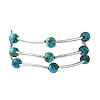 Round Synthetic Turquoise Beads Multi-strand Bracelets for Women BJEW-JB12335-02-5