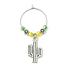 Tibetan Style Alloy Cactus Wine Glass Charms AJEW-JO00236-02-4