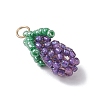 Glass Seed Beaded 3D Eggplant Pendants PALLOY-MZ00942-03-3