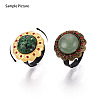 Adjustable Flower Alloy & Iron Rhinestone Bezel Cup Ring Base with Rotatable Tray MAK-T012-03G-5