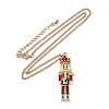 Alloy Enamel Christmas Nutcracker Pendant Necklaces NJEW-L048-01G-01-4