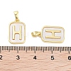 Brass Pave Natural Shell Rectangle Pendants KK-C051-25G-3