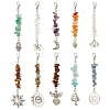 10Pcs 10 Styles Natural Gemstone Chips Pendant Decoration HJEW-MA00001-1