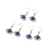 Natural Lapis Lazuli Ginkgo Leaf Dangle Earrings with Crystal Rhinestone EJEW-A092-03P-07-1