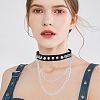 1Pc Gothic Style Spiked Rivet Imitation Leather Chocker Necklaces NJEW-CL0001-12-4