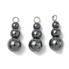 Synthetic Non-magnetic Hematite Round Beaded Pendants PALLOY-JF02867-05-1