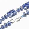 Natural Blue Spot Jasper Beaded Necklaces NJEW-S395-03-2