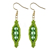 304 Stainless Steel Glass Seed Beads Pea Dangle Earrings EJEW-MZ00557-3