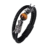 Black PU Leather Cord Braided Bracelets PW-WG503E5-01-5