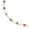 Handmade Evil Eye Lampwork Brass Link Chain Anklets for Women AJEW-AN00715-01-4