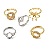 Brass Micro Pave Clear Cubic Zirconia Adjustable Ring Components KK-XCP0001-86-1