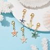 Starfish Alloy Enamel Pendant Decoration HJEW-JM01633-2