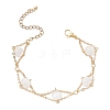 Natural Moonstone Round Beads Link Bracelets for Women BJEW-JB12149-01-2