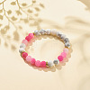 5Pcs 5 Color Natural Weathered Agate(Dyed) & Howlite Round Beaded Stretch Bracelets Set BJEW-JB08087-4