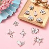 12Pcs 12 Style Rack Plating Alloy with Pink Glass Pendants FIND-YW0003-35-5