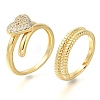 Adjustable Brass Micro Pave Cubic Zirconia Rings Set RJEW-M021-02G-3