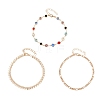 Alloy Colorful Rhinestone Chain 3 Layered Anklets for Women AJEW-A069-01A-G-2