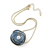 Alloy Enamel Snake Chain Rose Flower Pendant Necklaces NJEW-B113-03-3