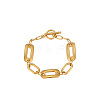 304 Stainless Steel Rectangle Link Chain Bracelets with OT Clasps for Women WG05454-01-3