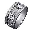 Gear Brass Micro Pave Clear Cubic Zirconia Rotatable Finger Rings FS-WGBD3BF-04-1