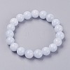 Natural Yellow Jade Beaded Stretch Bracelet BJEW-P209-28-6mm-1