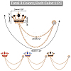 AHADEMAKER 3Pcs 3 Colors Rhinestone Crown with Hanging Safety Chains Brooch JEWB-GA0001-13-4
