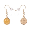 Flat Round with Smiling Face Enamel Dangle Earrings EJEW-JE04860-5