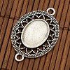 Tibetan Style Alloy Connector Cabochon Bezel Settings and Oval Transparent Glass Cabochons DIY-X0206-AS-2