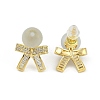 Bowknot Brass Micro Pave Clear Cubic Zirconia Stud Earrings for Women EJEW-Q391-26G-3