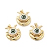 Evil Eye with Moon Brass Micro Pave Clear Cubic Zirconia Pendants KK-G419-10G-02-1