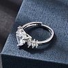 Brass Micro Pave Cubic Zirconia Cuff Open Rings CU-CBA5C10-08P-1