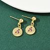 Flat Round with Star & Wing & Snake Brass Micro Pave Cubic Zirconia Dangle Stud Earrings EJEW-Z115-01G-3