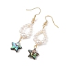 Shell Pearl & Abalone Shell/Paua Shell Beads Dangle Earrings EJEW-JE07314-6