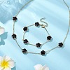 Plum Blossom Glass Links Necklace and Bracelet Sets SJEW-JS01293-02-2