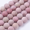 Frosted Natural Rhodonite Round Bead Strands G-G735-09F-10mm-1