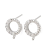 Brass Micro Pave Clear Cubic Zirconia Ring Stud Earring Findings KK-Z133-02P-02-1