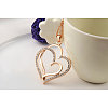 Double Heart Real 18K Rose Gold Plated Tin Alloy Pendant Necklaces NJEW-AA00064-37G-3