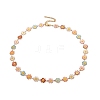 Enamel Daisy Link Chain Necklace NJEW-P220-01G-03-1