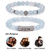 2Pcs 2 Style Natural Aquamarine Stretch Bracelets Set BJEW-SW00094-3