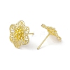 Rack Plating Brass Hollow Out Flower Stud Earrings for Women EJEW-I277-17G-2