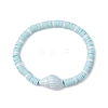 3Pcs 3 Styles Flat Round Handmade Polymer Clay Heishi Beads Beaded Stretch Bracelets BJEW-JB11711-3