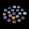 Printed Glass Flat Round Cabochons GGLA-N004-12mm-G-WH-7