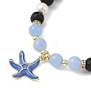 Brass Enamel Starfish Charm Bracelets BJEW-JB12330-3